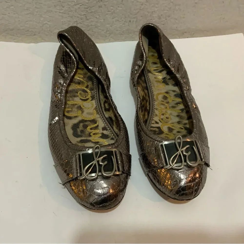 sam edelman ballet leather flats snake print  size 9